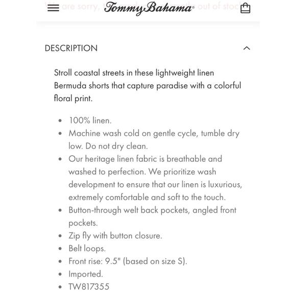 Tommy Bahama Linen Bermuda Shorts 8 Valentina Villa 9" Hawaiian Floral Coastal - Picture 9 of 12